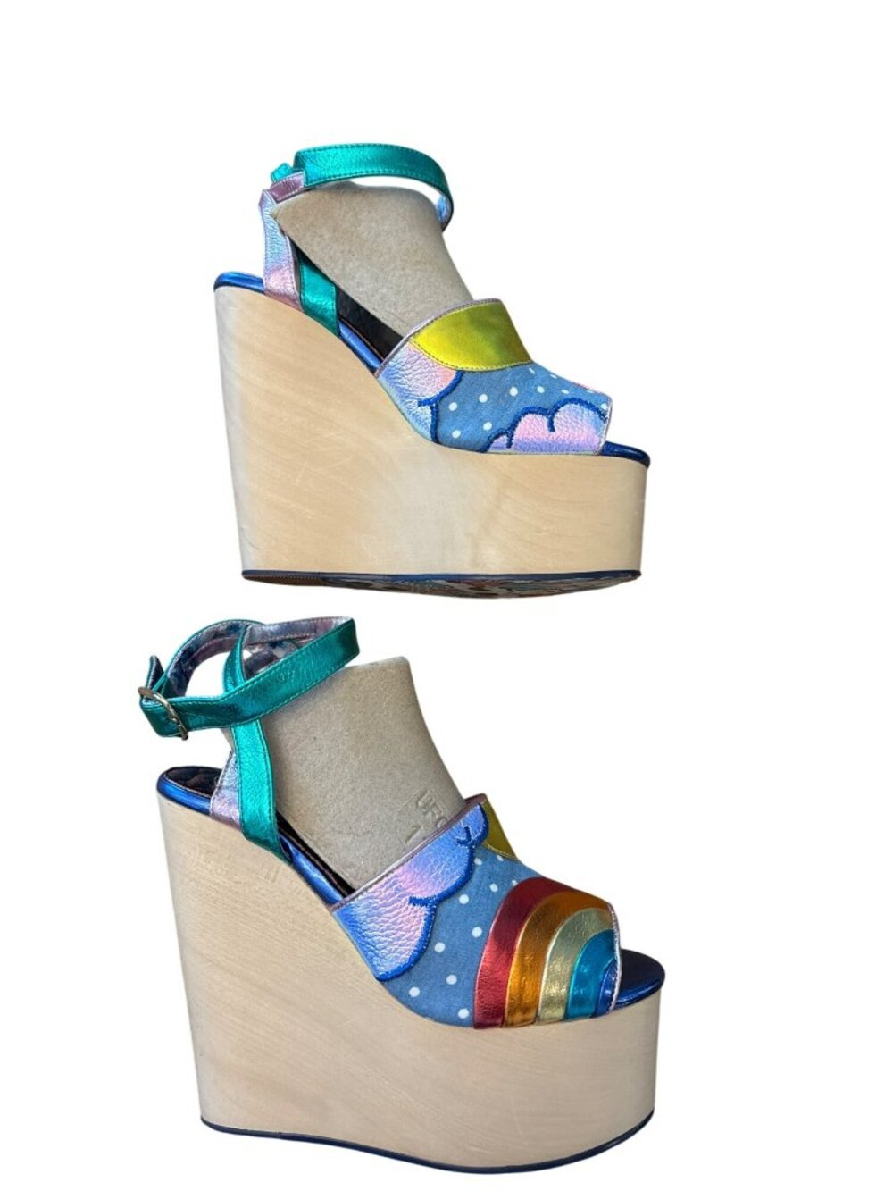 Irregular Choice Funshine 70s Rainbow Wedge Platform Sandals 7 38 Heels Retro - Picture 3 of 10